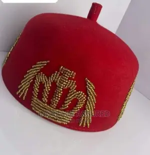 Chieftaincy Beaded and Designed Red Cap