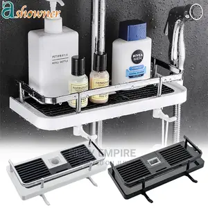 Shower Storage Holder Bathroom Shelf Pole Shelve Shampootray