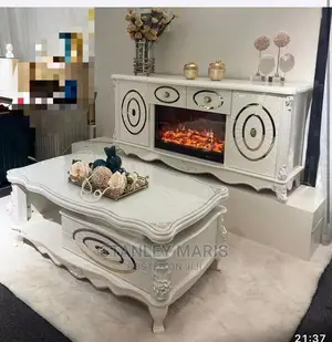 Luxurious Fireplace Tv Shelf With Centre Table