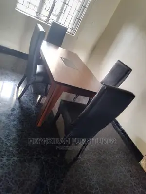 4 Seater Black Leather Dining