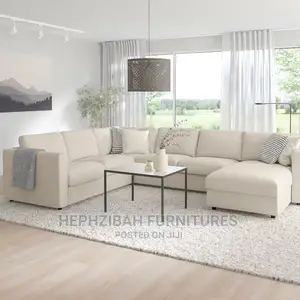 Cream Fabric U Shaped Sofa