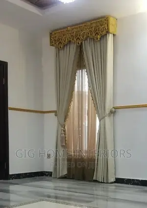 Turkish Curtains With Golden Pelmet Design