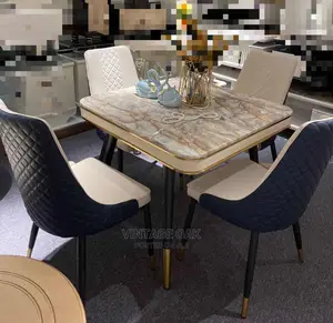 Classic Marble Dining Table With 4 Luxury Chairs.