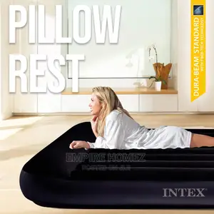 Inflatable Pillow Raised Mattress - Black