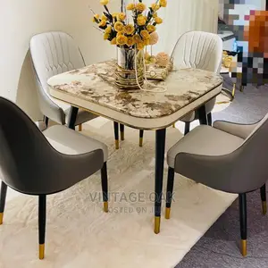 4 Seaters Luxury Marble Dining Table With Chairs.
