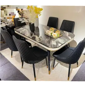 High Classic Luxury Dining Table With 6 Quality Chairs.