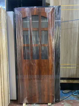 Solid HDF Door With Glass Design for Sale