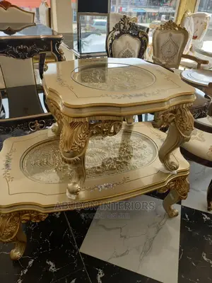 Gold Color Center Table and Stool
