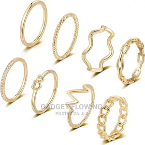 Honsny 8PCS Gold Plated Stacking Rings for Women Gold