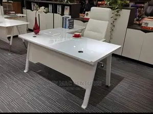 Original Executive White Table With Glass