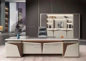 New Modern Executive Office Table 2.4mtr With Bookshelve