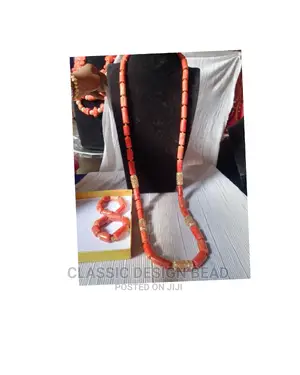 Coral Beaded Necklace for Men