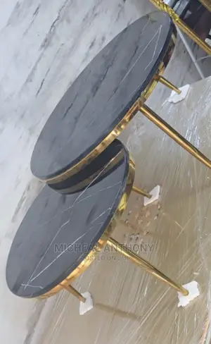 Two in One Center Table Gold Legs With Marble Top