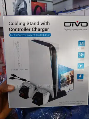 PS5 Stand Cooling Fan With Dual Controller Charging Station