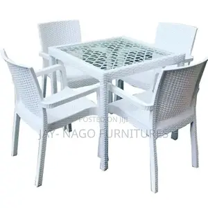 Glass Top Chilling Plastic Table Set