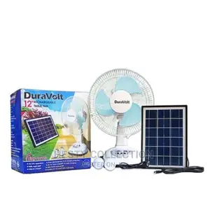 Rechargeable Duravolt 12 Inches Fan and Solar Bulbs