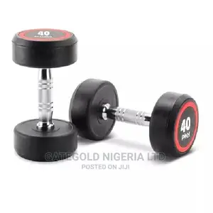 D2250.40 PRO Round Head Rubber Dumbbell 40kg [Pair]