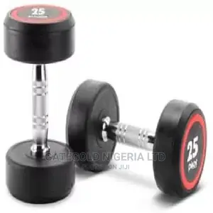 D2250.25 PRO Round Head Rubber Dumbbell 25kg [Pair]
