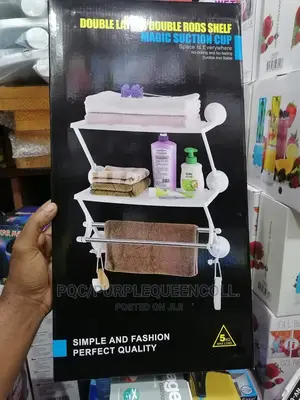 Double Layer Rods Shelf/Two Layer Suction Bathroom Shellf
