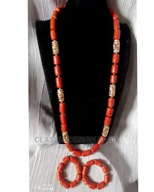 Men's Coral Beaded Necklace