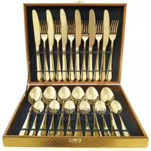 Set of 24pcs Gold Cutlery Spoons Fork and Knife