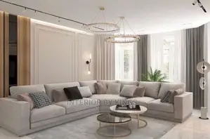 U-Shaped Fabric Sofa With a Center Table Can Be Made N Color