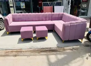 U-Shaped Fabric Sofa With Two of Ottoman Can Be Made Ncolor