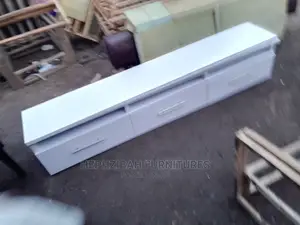 7ft White Television Console