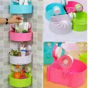 Triangular And Rectangular Suction Bathroom Shelves