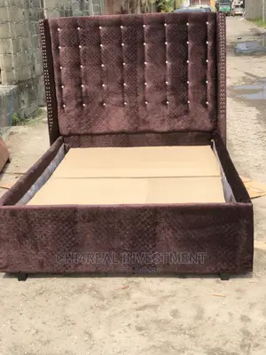 4 and Half by 6 Fabric/Suede Solid Bedframe