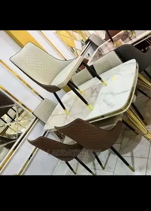 New Imported Classic Marble Top Dining Table With 4 Chairs