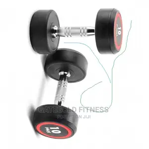 D2250.7pro Round Head Rubber Dumbbell 7kg [Pair]