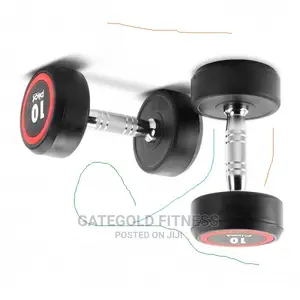 D2250.5pro Round Head Rubber Dumbbell 5kg [Pair]