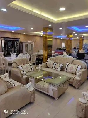 Luxury 7 Seater Living Room Fabric Royal Sofa Chairs.
