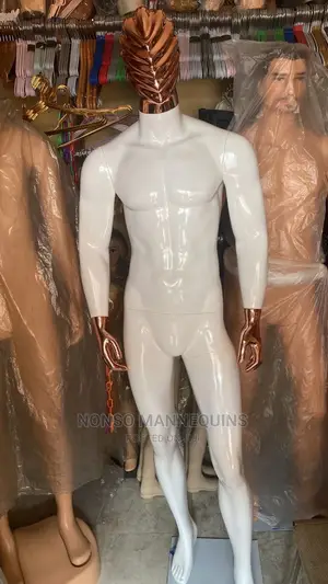 Huge Male Fibre Glossy White and Rose Gold Body Mannequin