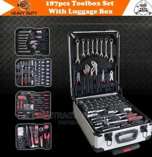 187 Piece Tool Kit With Rolling Tool Box Socket Wrench