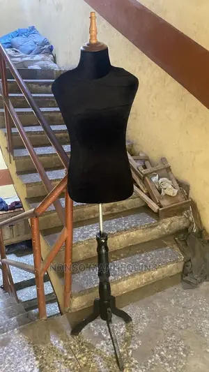 Female Dressform With Wooden Head And Tripod Base