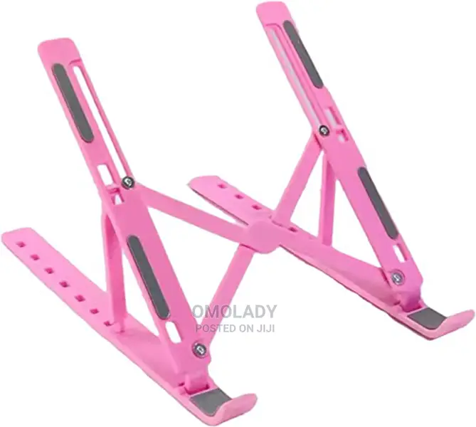 Plastic Adjustable Folding Laptop Stand (Pink)