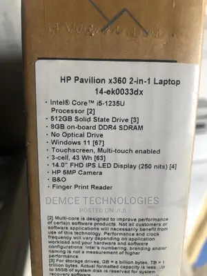 New Laptop HP Pavilion X360 14 8GB Intel Core I5 SSD 512GB