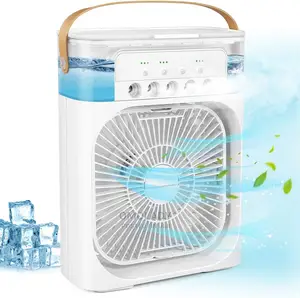 Portable Air Cooler Fan 3 Wind Speeds Usb With 7 Colors Led