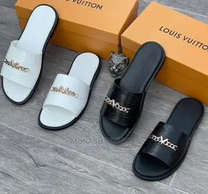 Louis Vuitton and Versace Leather Slipers