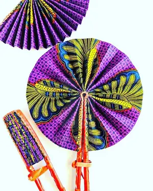 Ankara/Leather Handfans