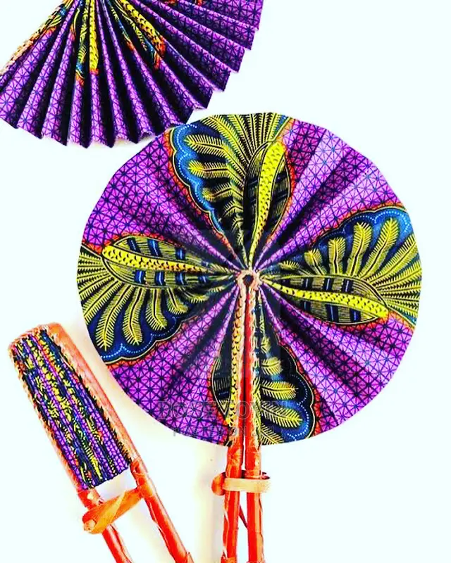 Ankara/Leather Handfans