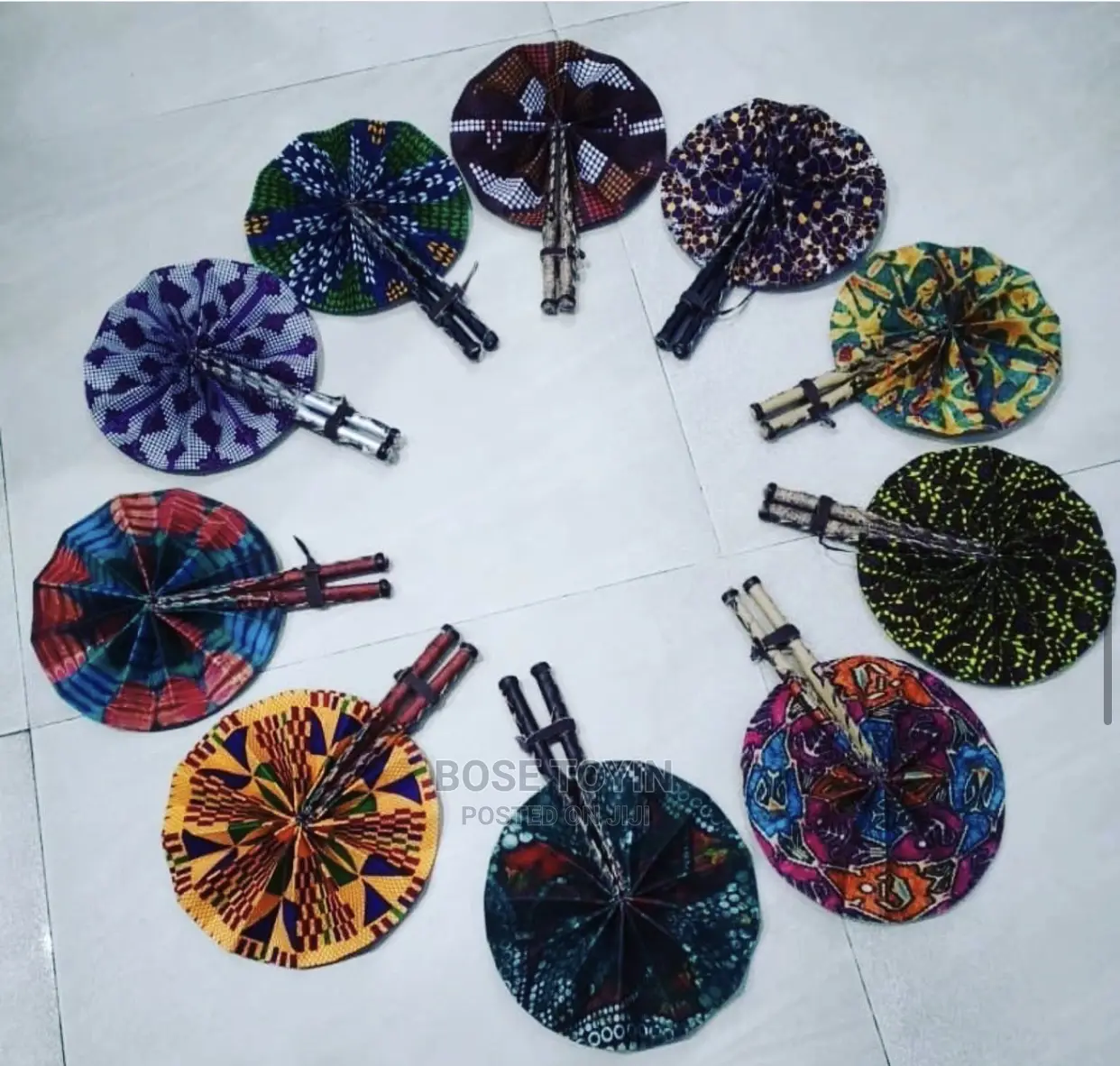 Ankara/Leather Handfans