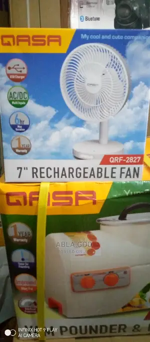 Qasa 7 Inches Rechargeable Fan