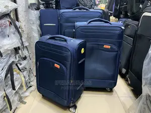 Set of Navy Blue Leather Polo Traveling Luggage