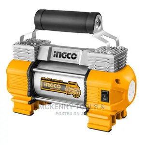 Ingco Heavy Duty Car Air Compressor With Light 2x Cylinder