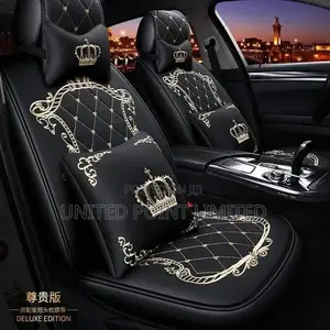 Crown High Quality Leather Seat Cover Gold And Black