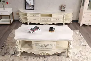 Royal Marble Set of Tv Stand and Table With Drawers