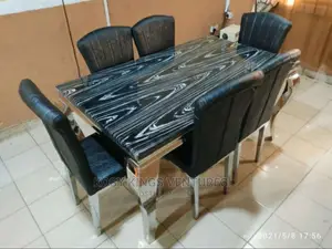 Unique 6 Seater Marble Top Dinning Table Set.